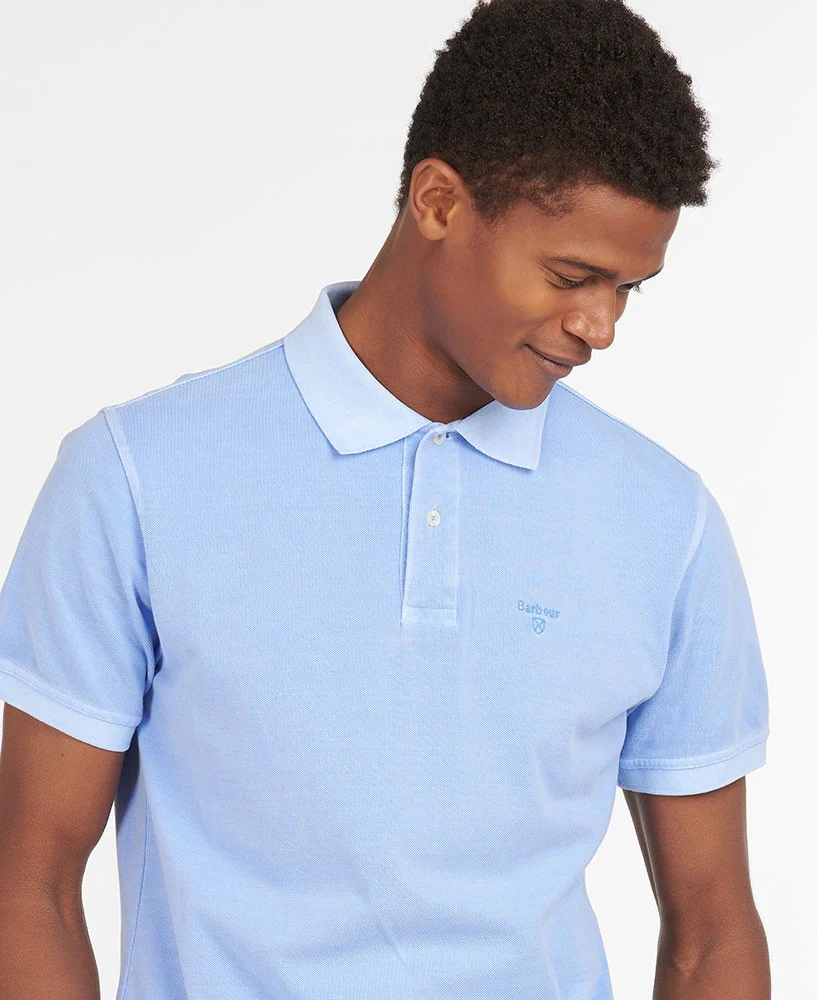 Washed Sports Polo Shirt - Sky - Image 5