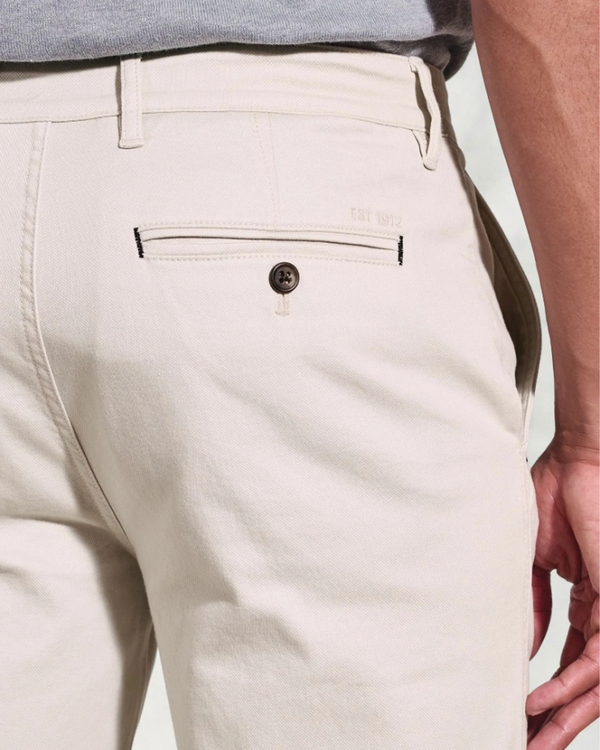 Brosnan Textured Cotton Stretch Chinos - Stone - Image 3