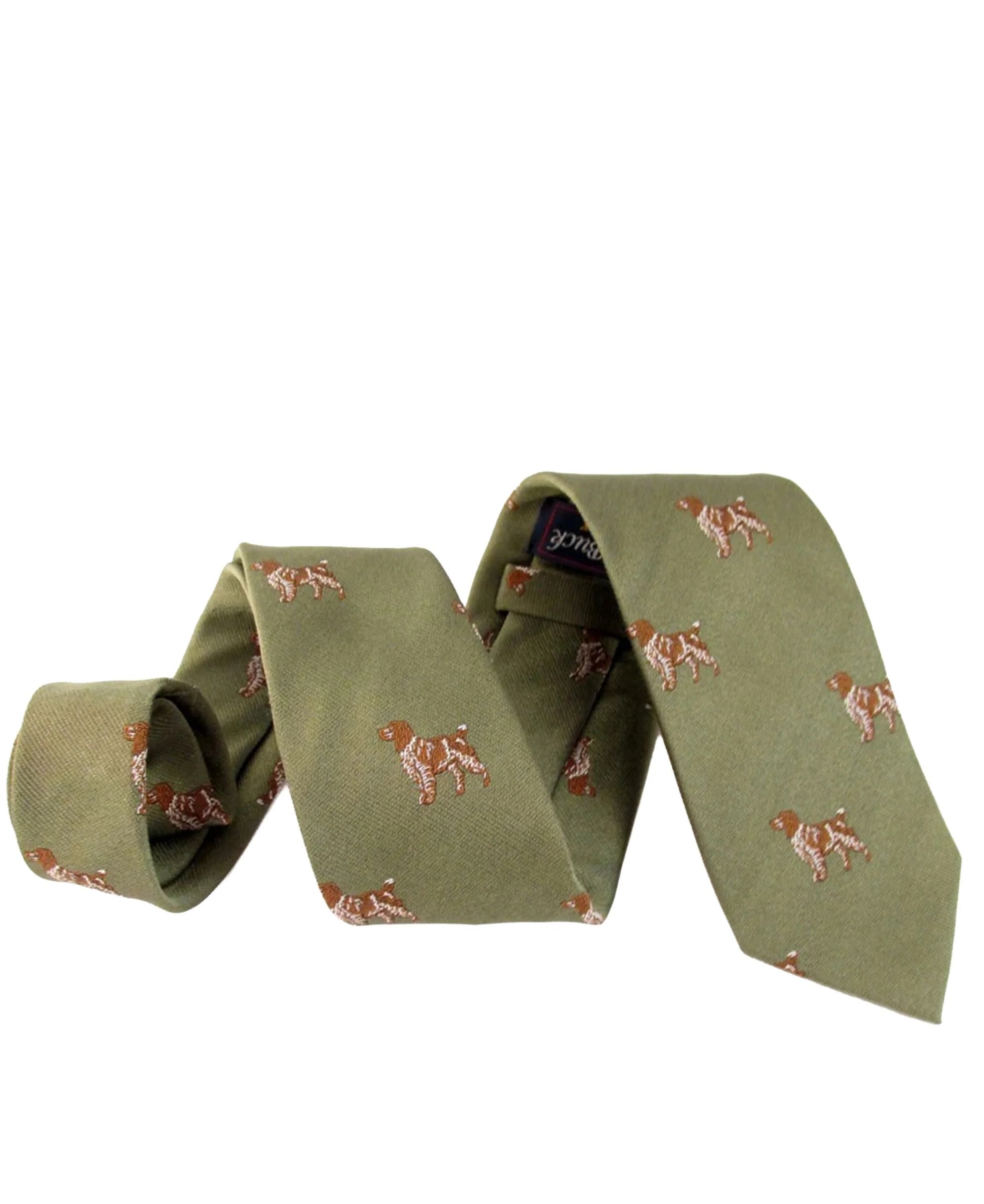 Country Silk Tie - Green Spaniel - Image 3