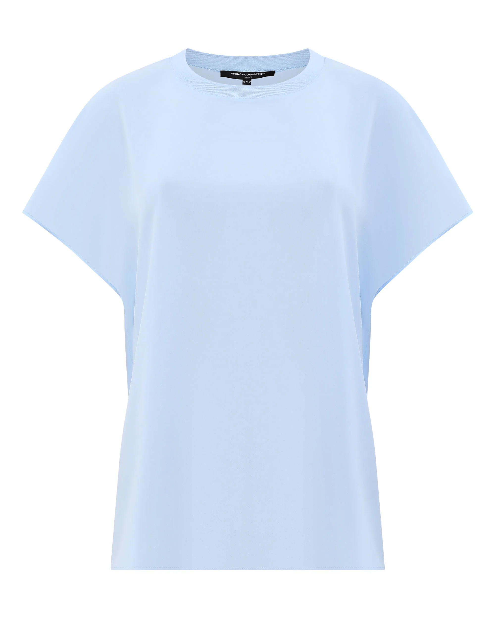 Crepe Light Crew Neck Top - Arctic Blue