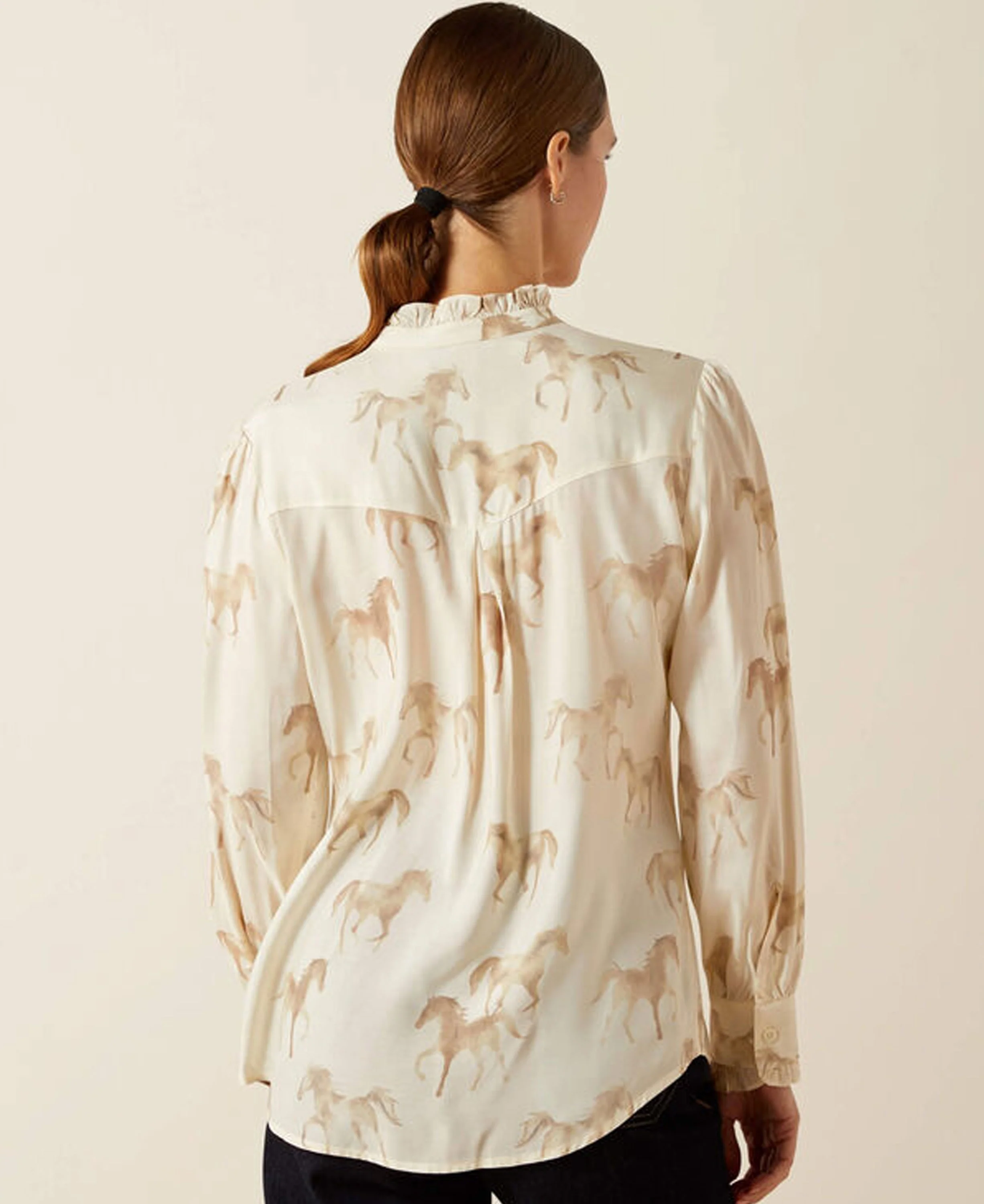 Cricklade Blouse - Watercolor Horse Print - Image 4