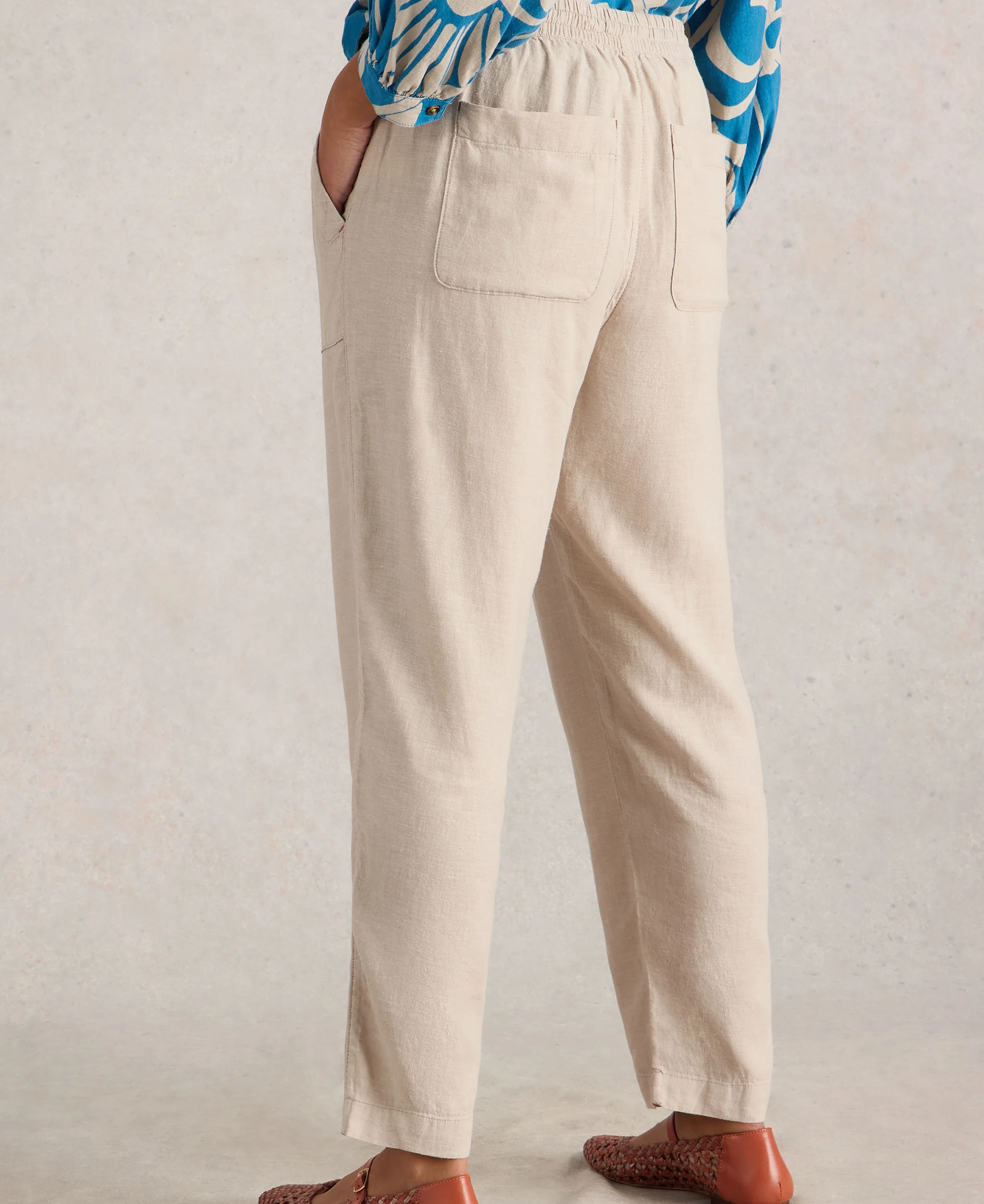 Elle Linen Blend Trouser - Light Natural - Image 3