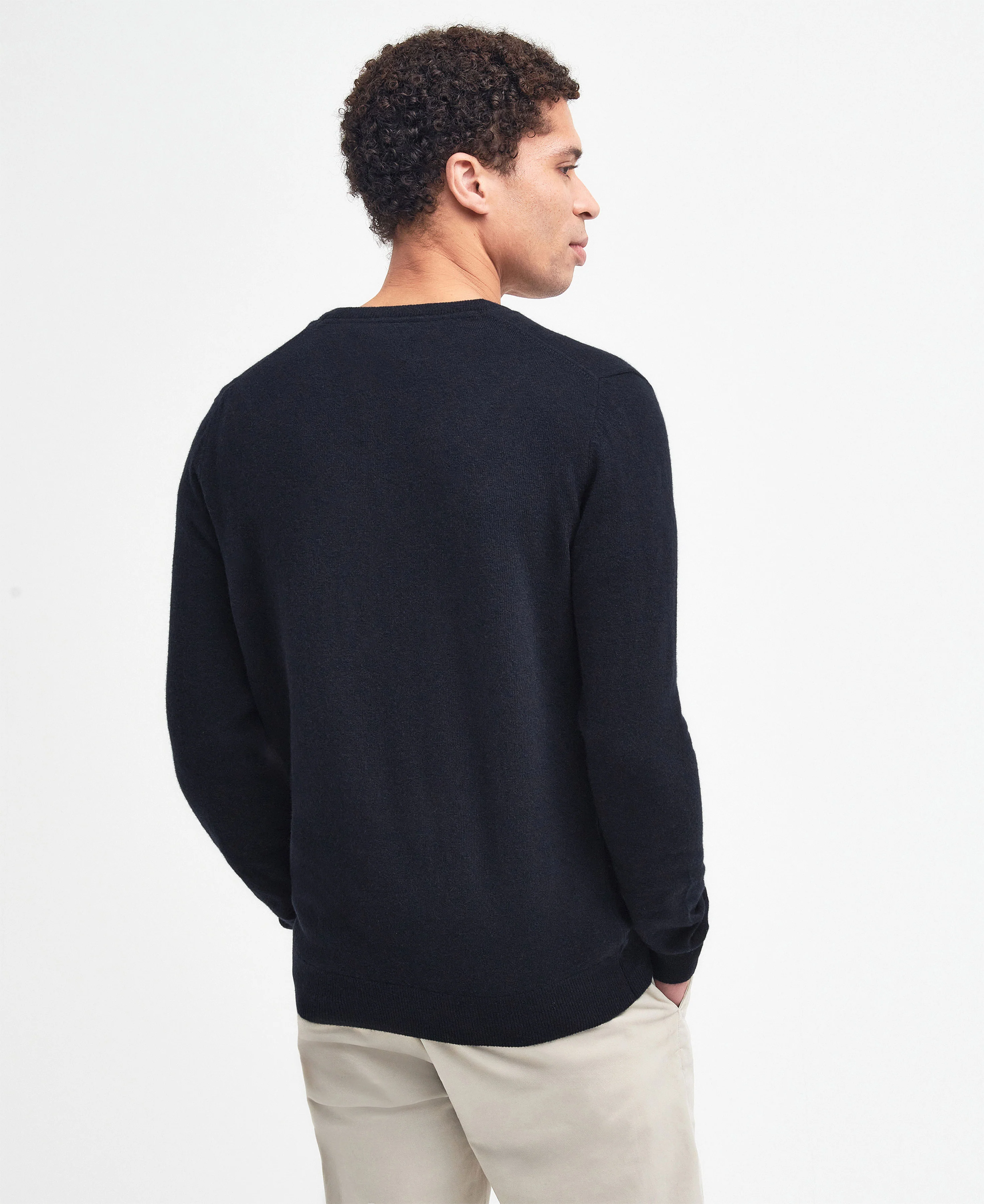 Essential Lambswool V Neck Sweater - Navy - Image 3
