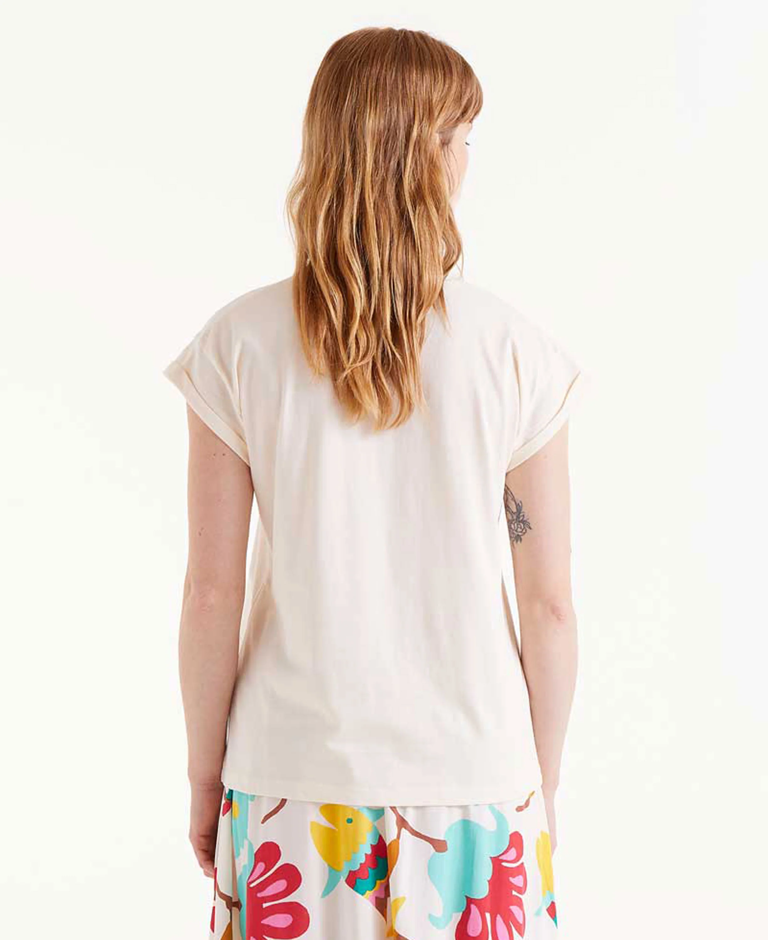 Floral Print T-Shirt - Ecru - Image 2