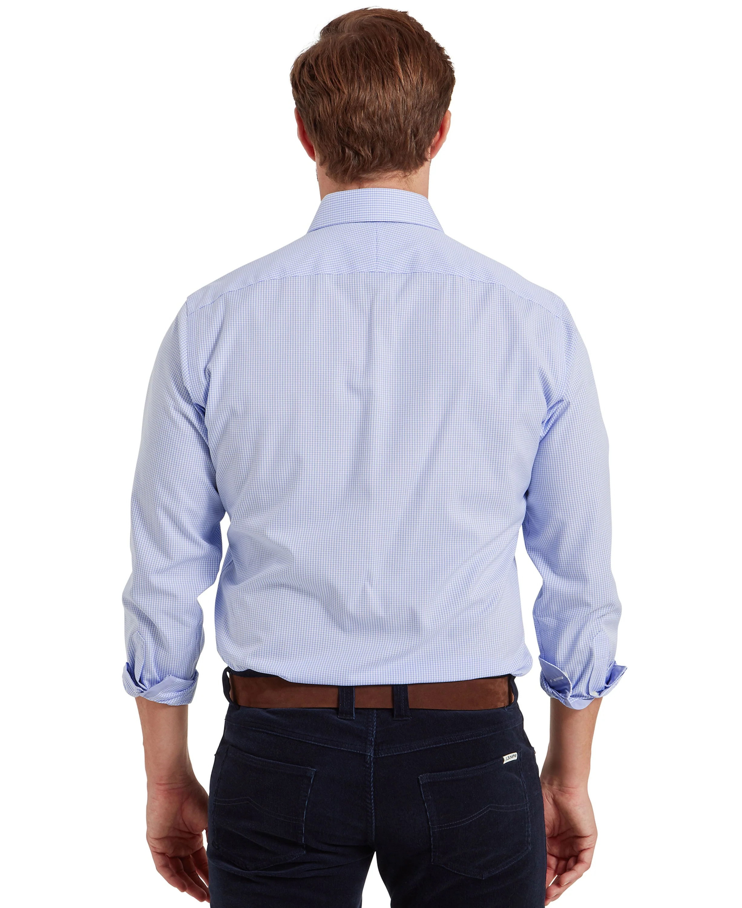 Greenwich Tailored Shirt - Micro Light Blue Check - Image 3