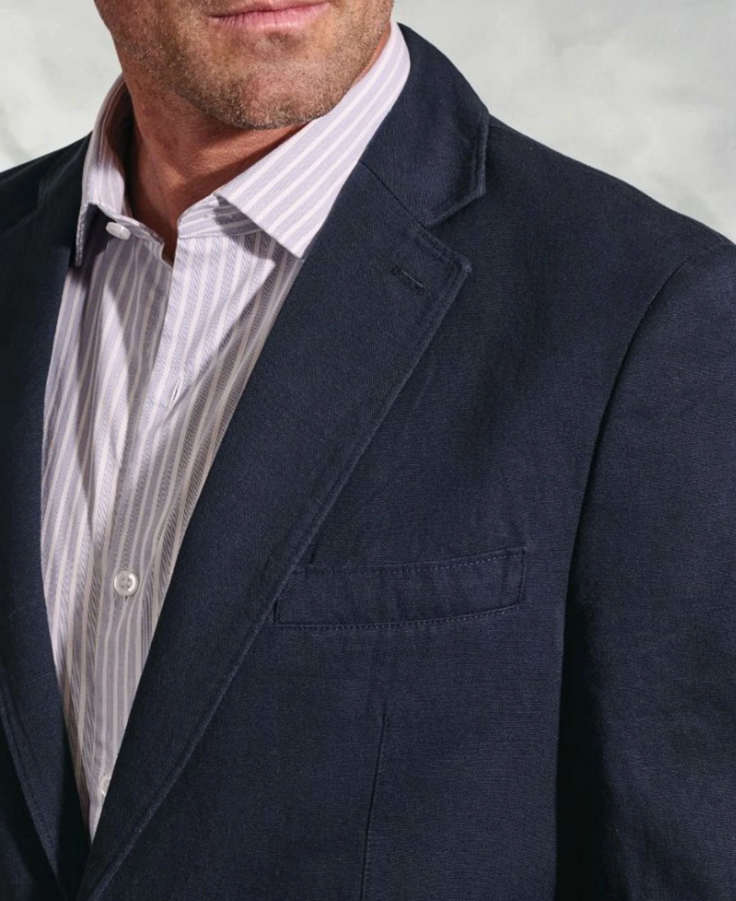Hemsworth Cotton Linen Jacket - Navy - Image 3