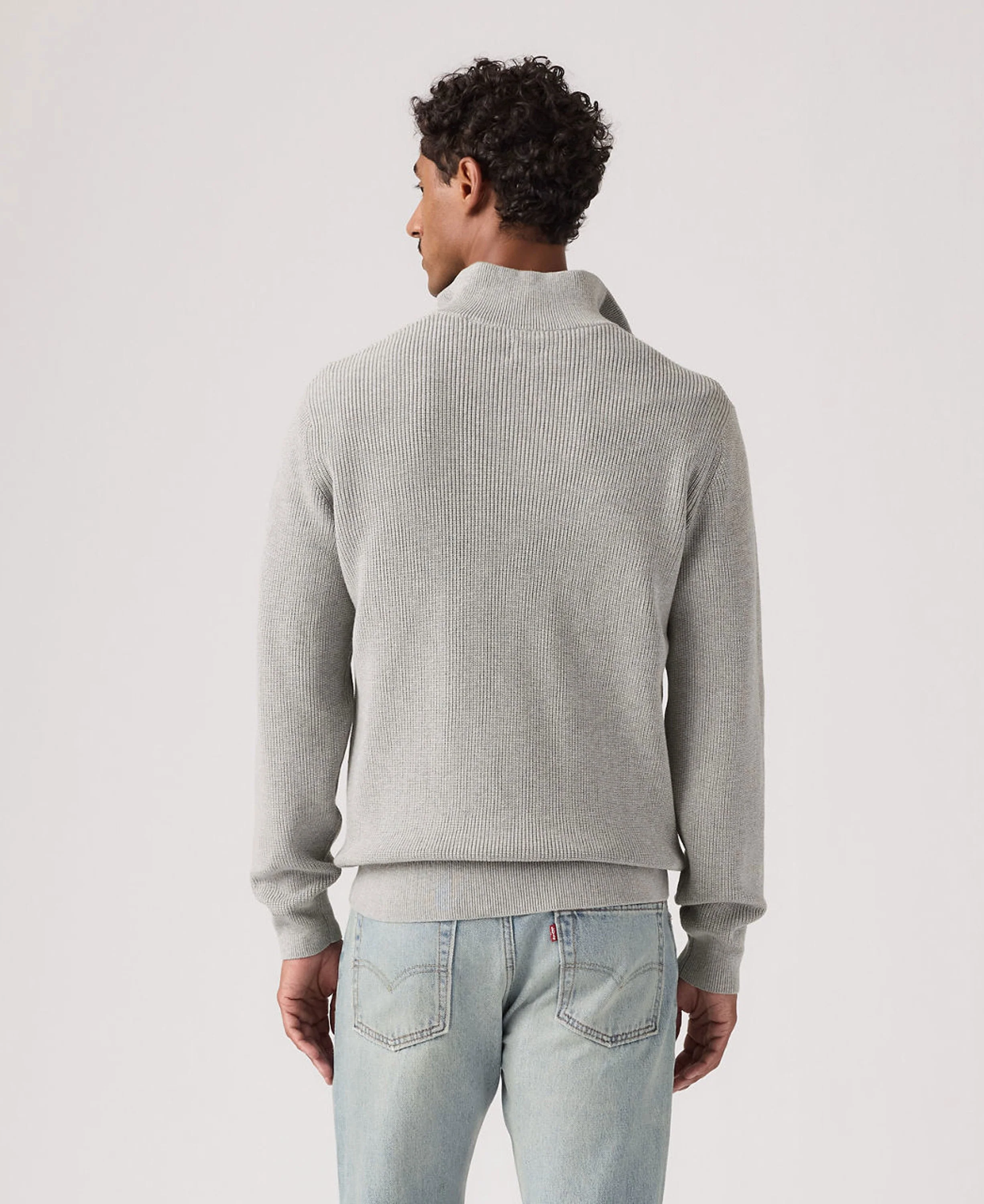 Hallmark Quarter Zip Sweater - Mid Tone Grey Heather - Image 3
