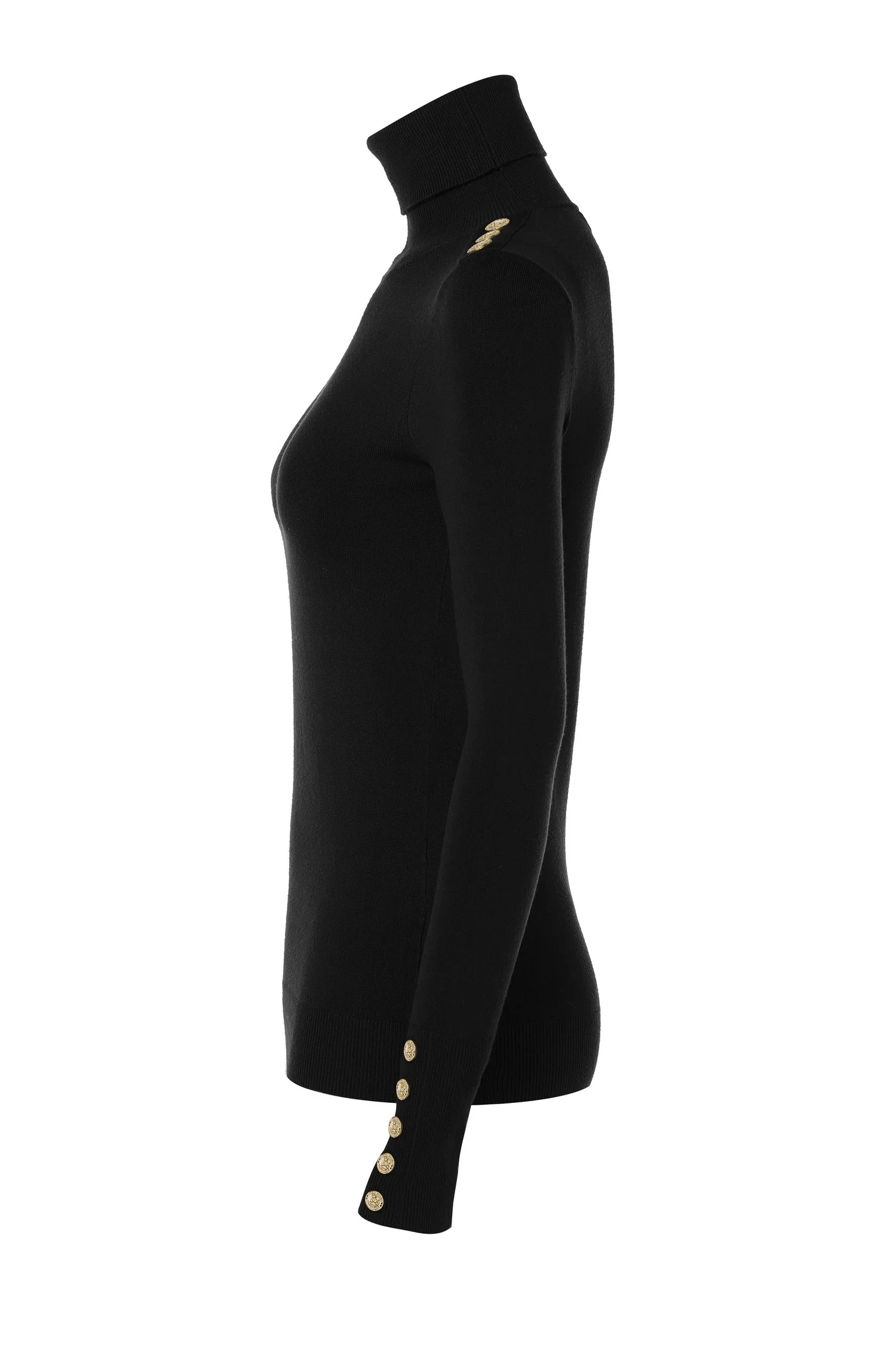 Buttoned Knit Roll Neck - Black - Image 14