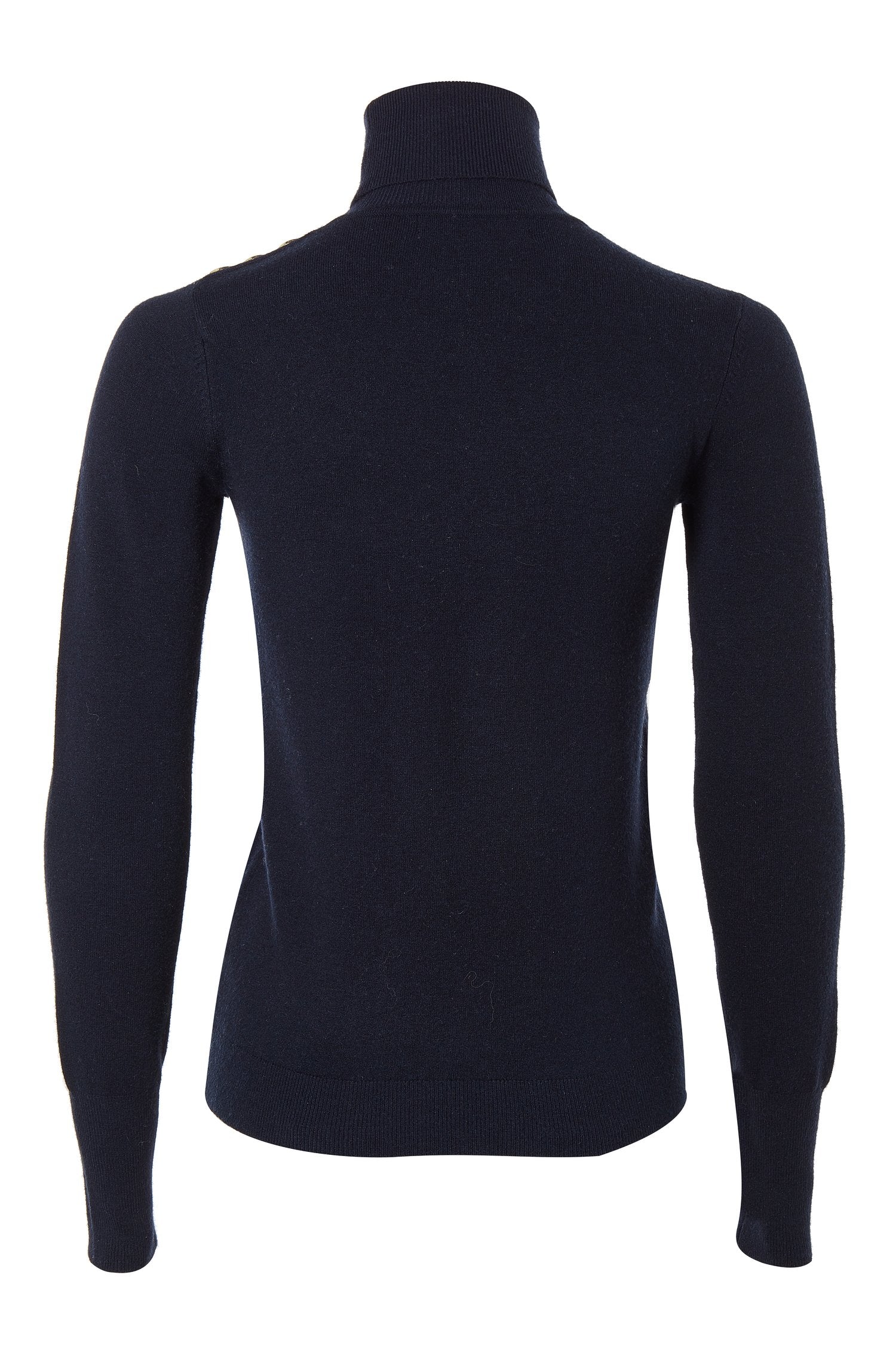 Buttoned Knit Roll Neck - Ink Navy - Image 3