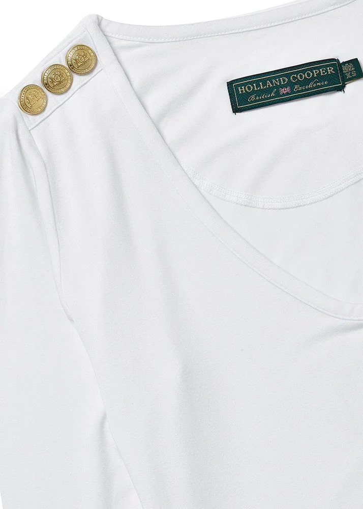 Long Sleeve V-Neck Tee - White - Image 4