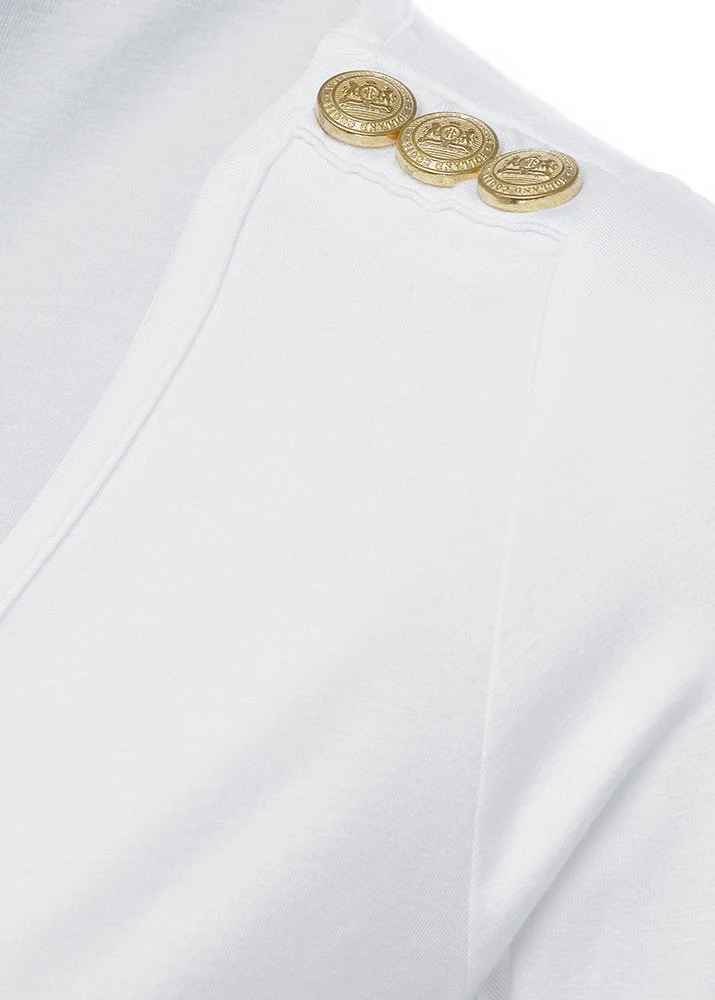 Long Sleeve V-Neck Tee - White - Image 5