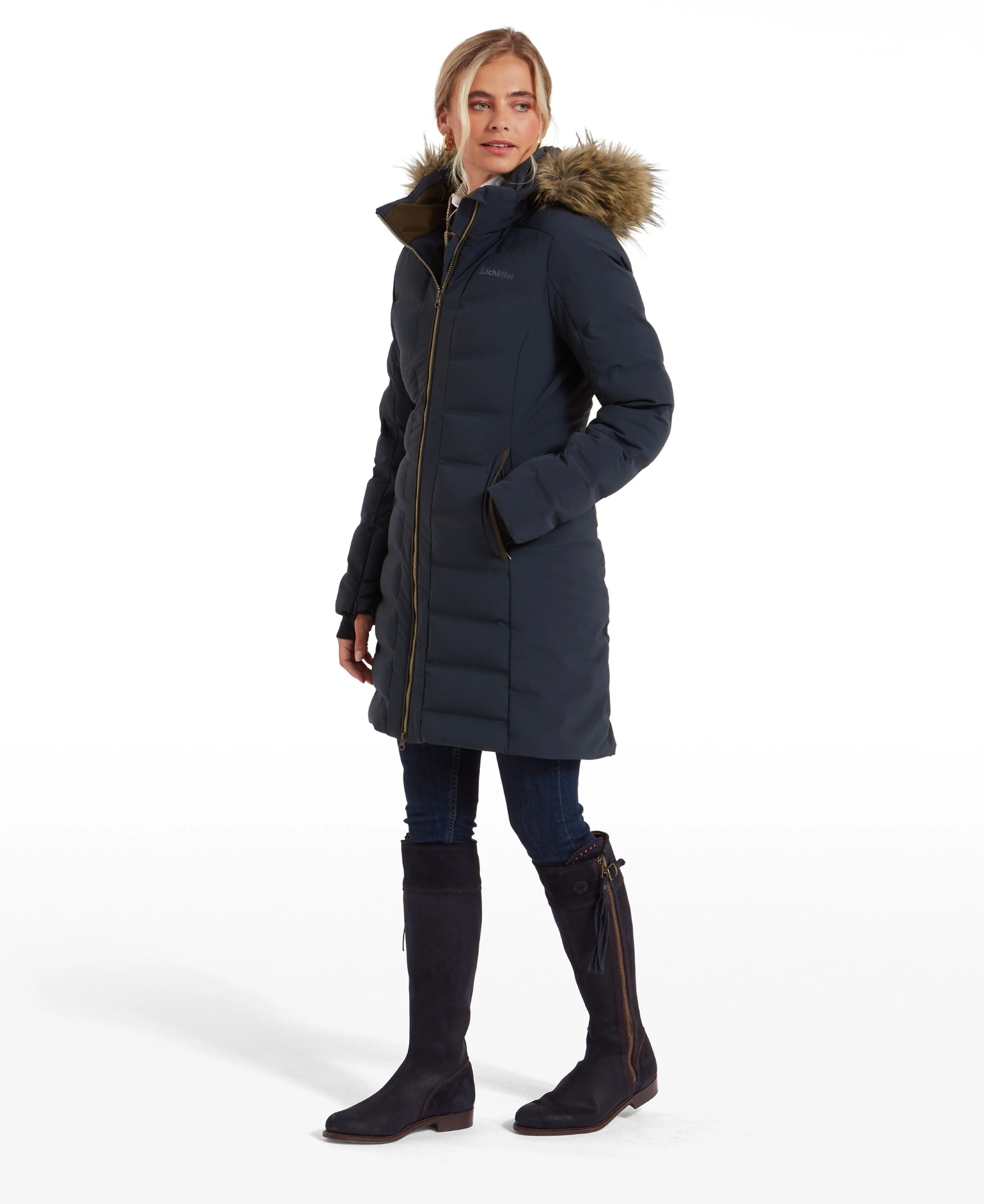 Hurlingham Waterproof Down Coat - Carbon Navy - Image 3