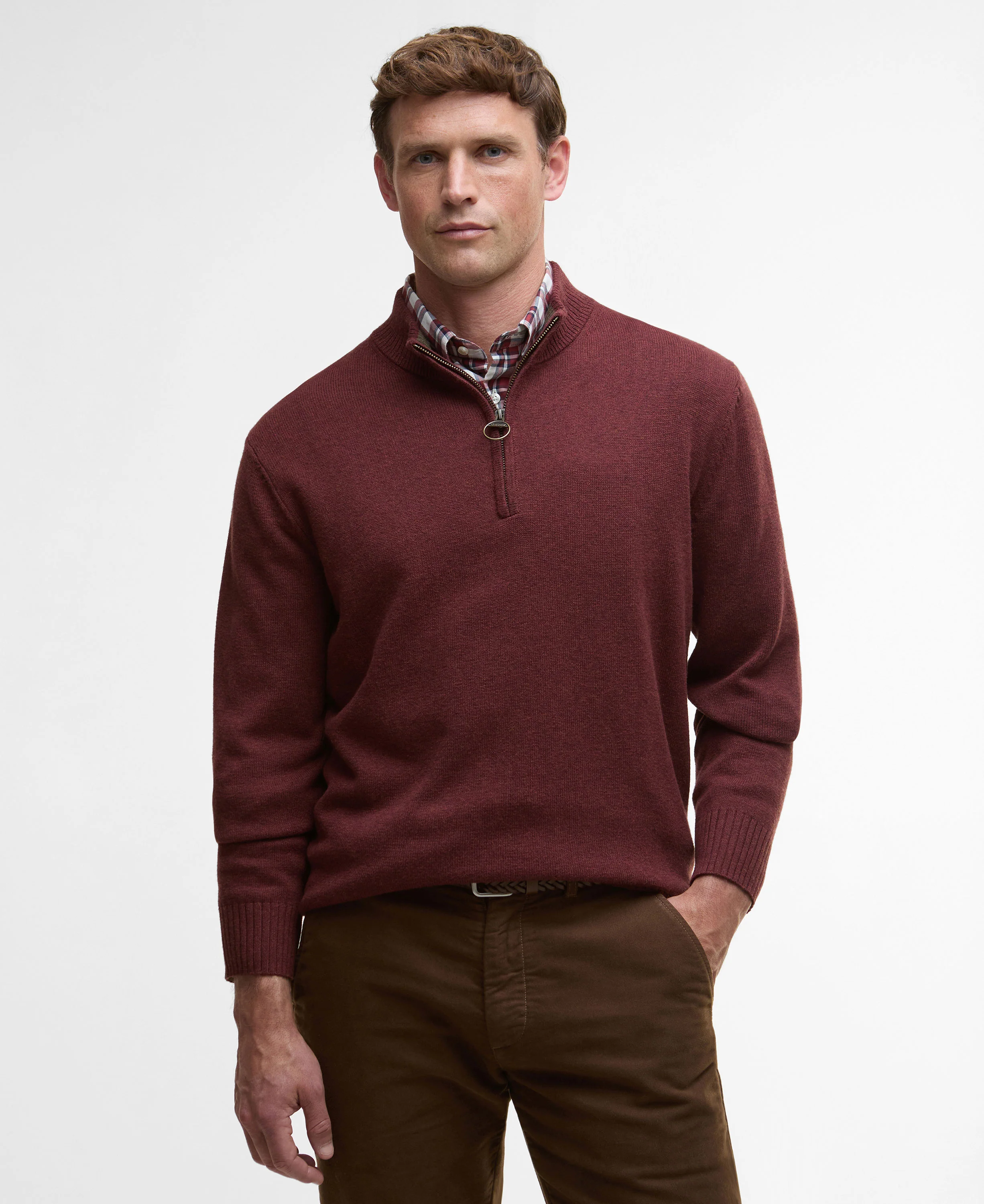 Kelson Half Zip Knitted Jumper - Fired Brick - Image 2