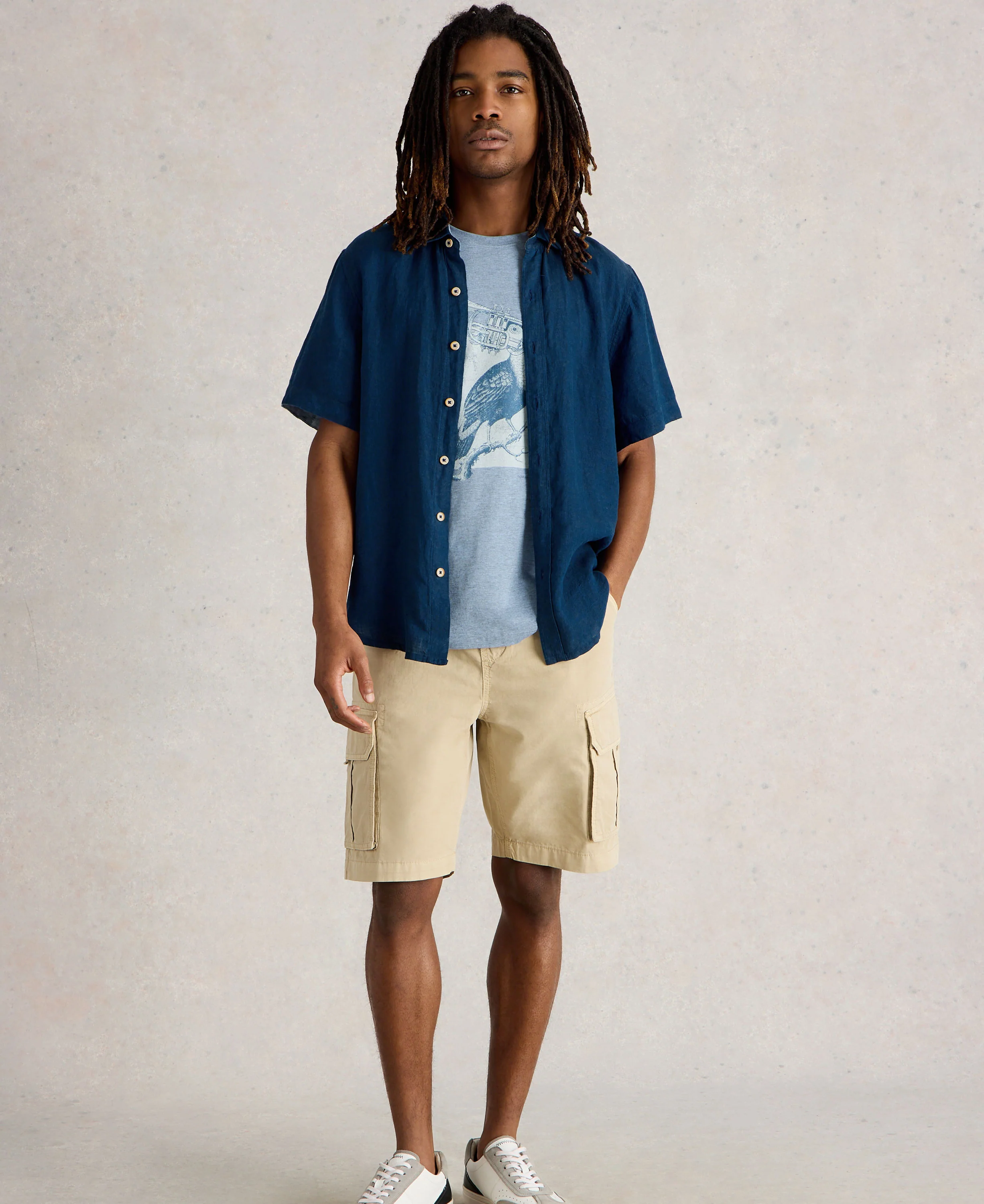 Keswick Short Sleeve Linen Shirt - Dark Navy - Image 5