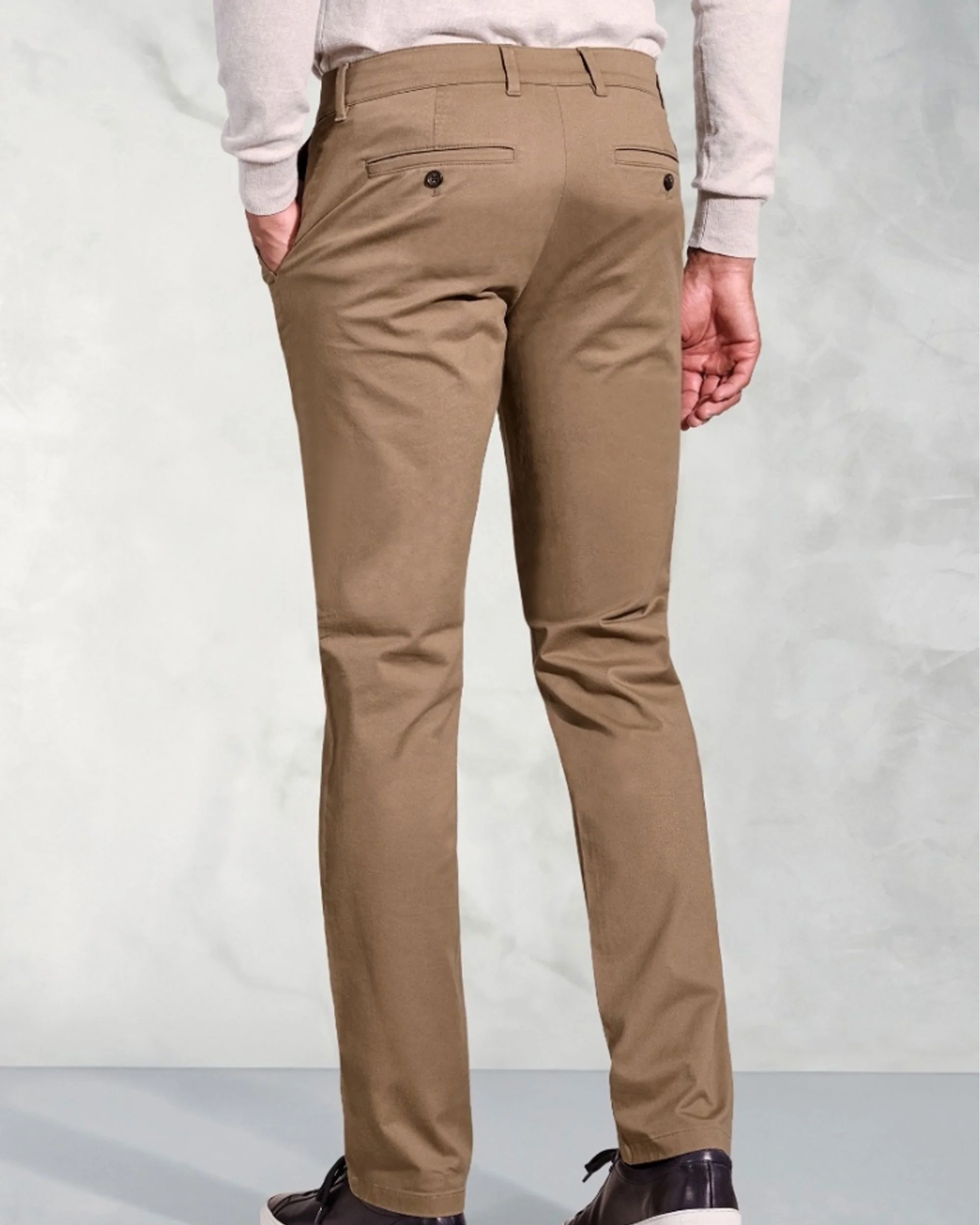 Leo Cotton Stretch Chinos - Tan - Image 3