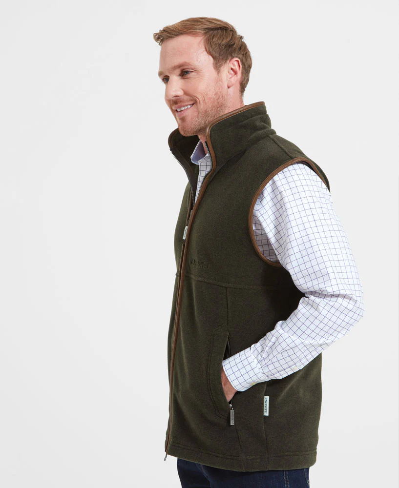 Oakham Fleece Gilet - Dark Olive - Image 3
