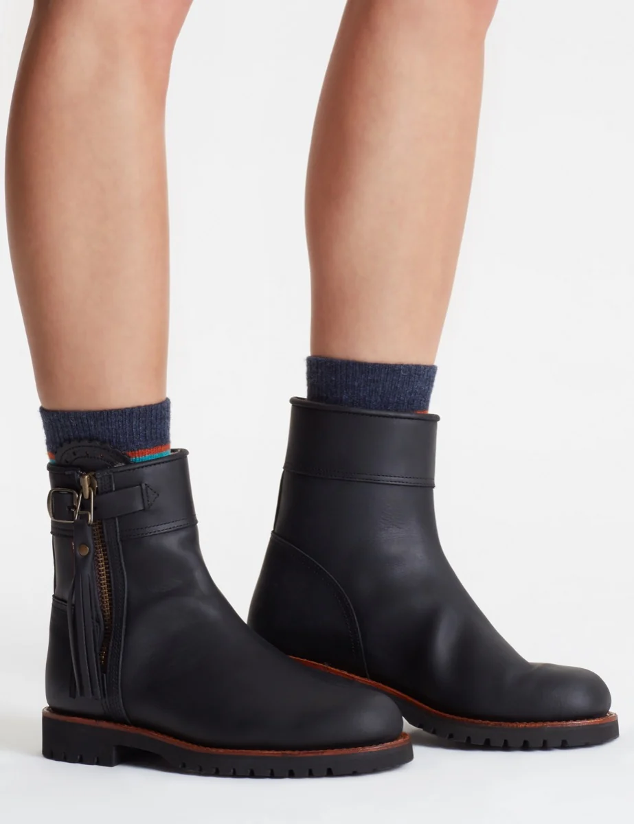 Cropped Wool-Lined Tassel Boot - Black - Image 3