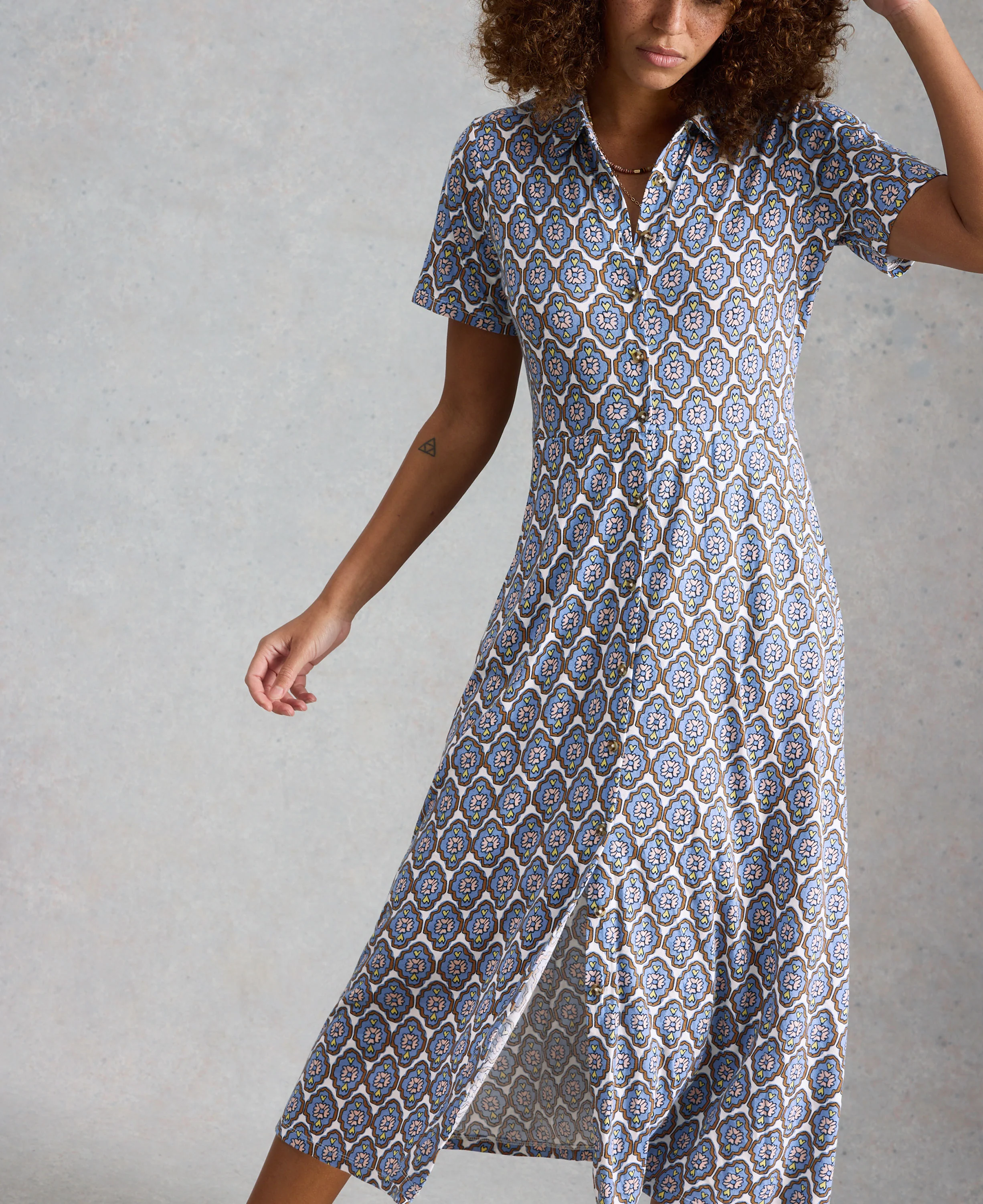 Rua Jersey Shirt Dress - Blue Multi - Image 2