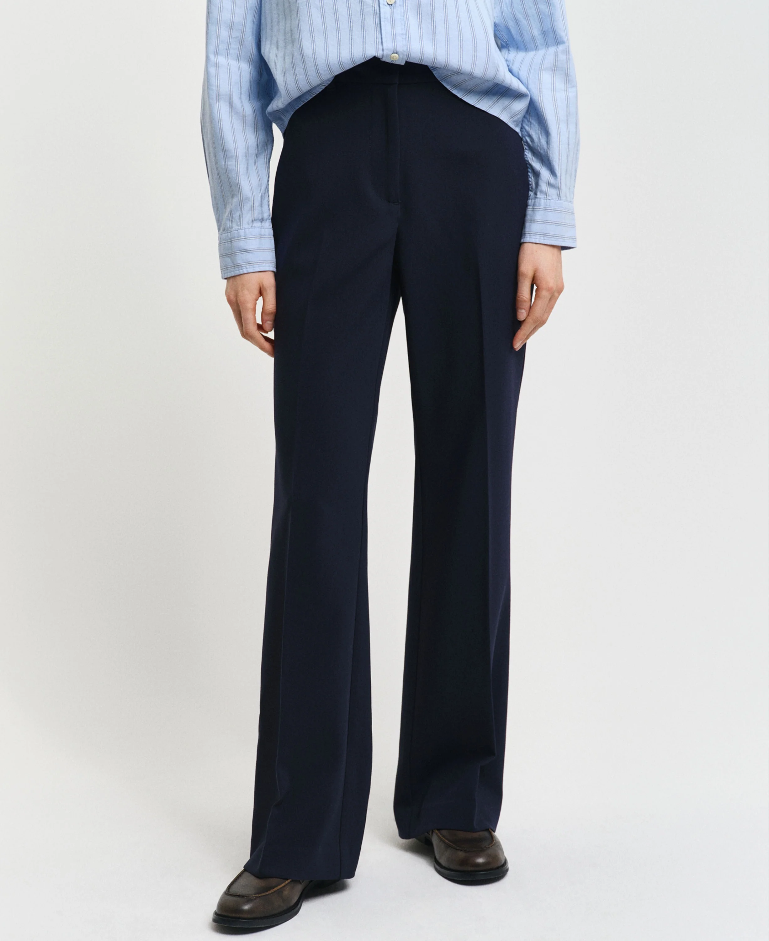 Slim Fit Flare Slacks - Evening Blue - Image 2