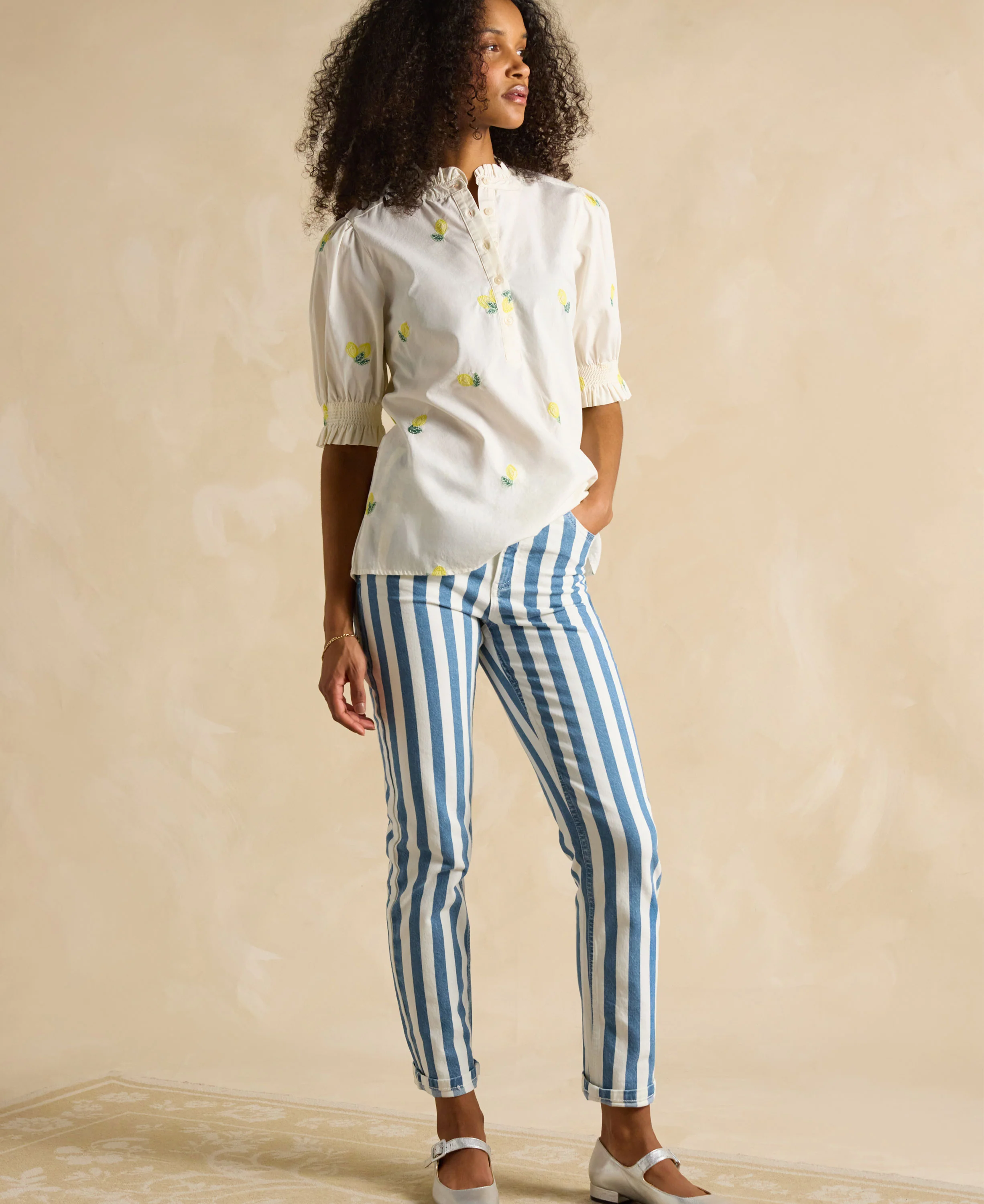 Slim Straight Jeans - Blue Stripe - Image 4