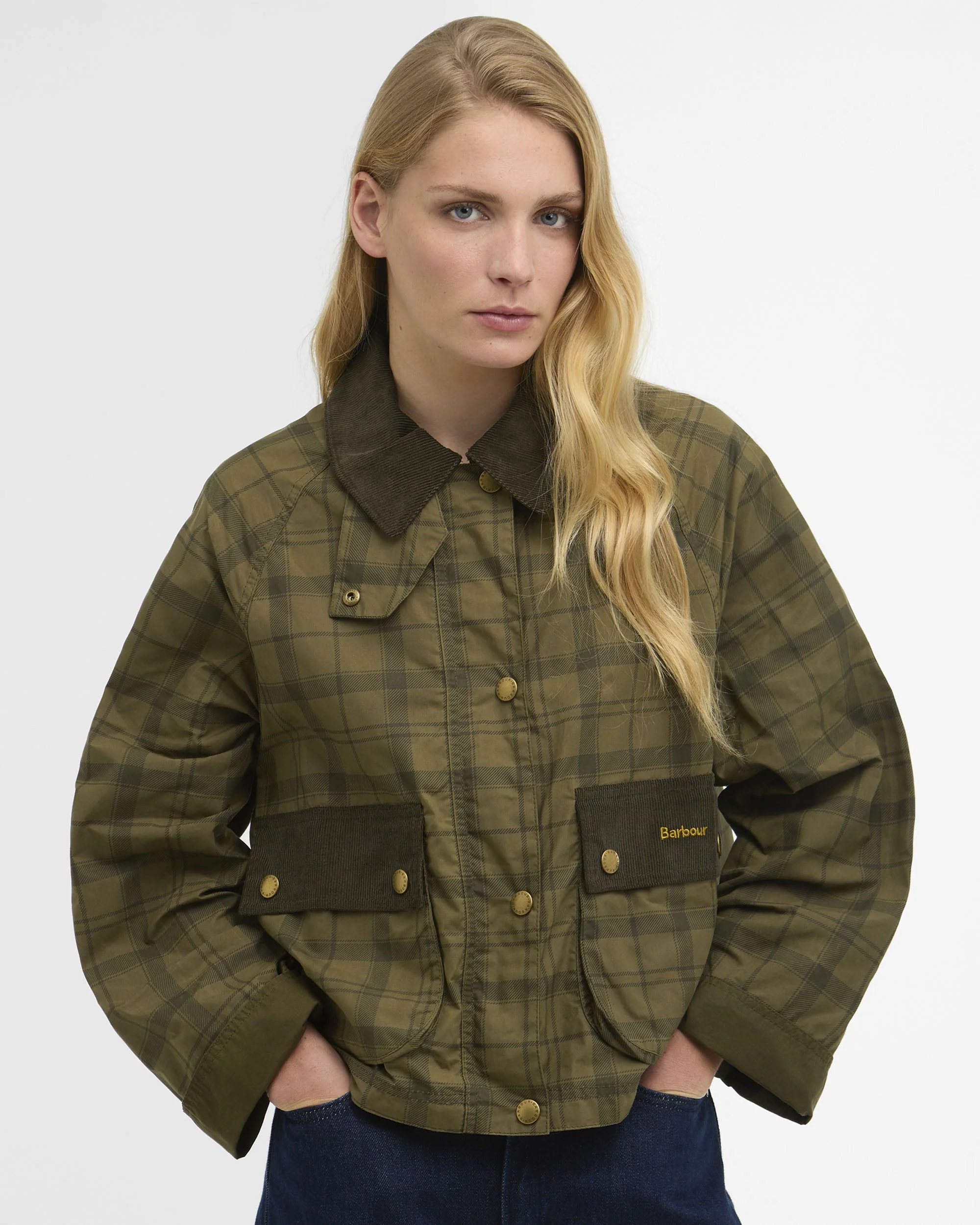 Tartan Cropped Beadnell Casual Jacket - Dusky Green Tartan/Highland - Image 2
