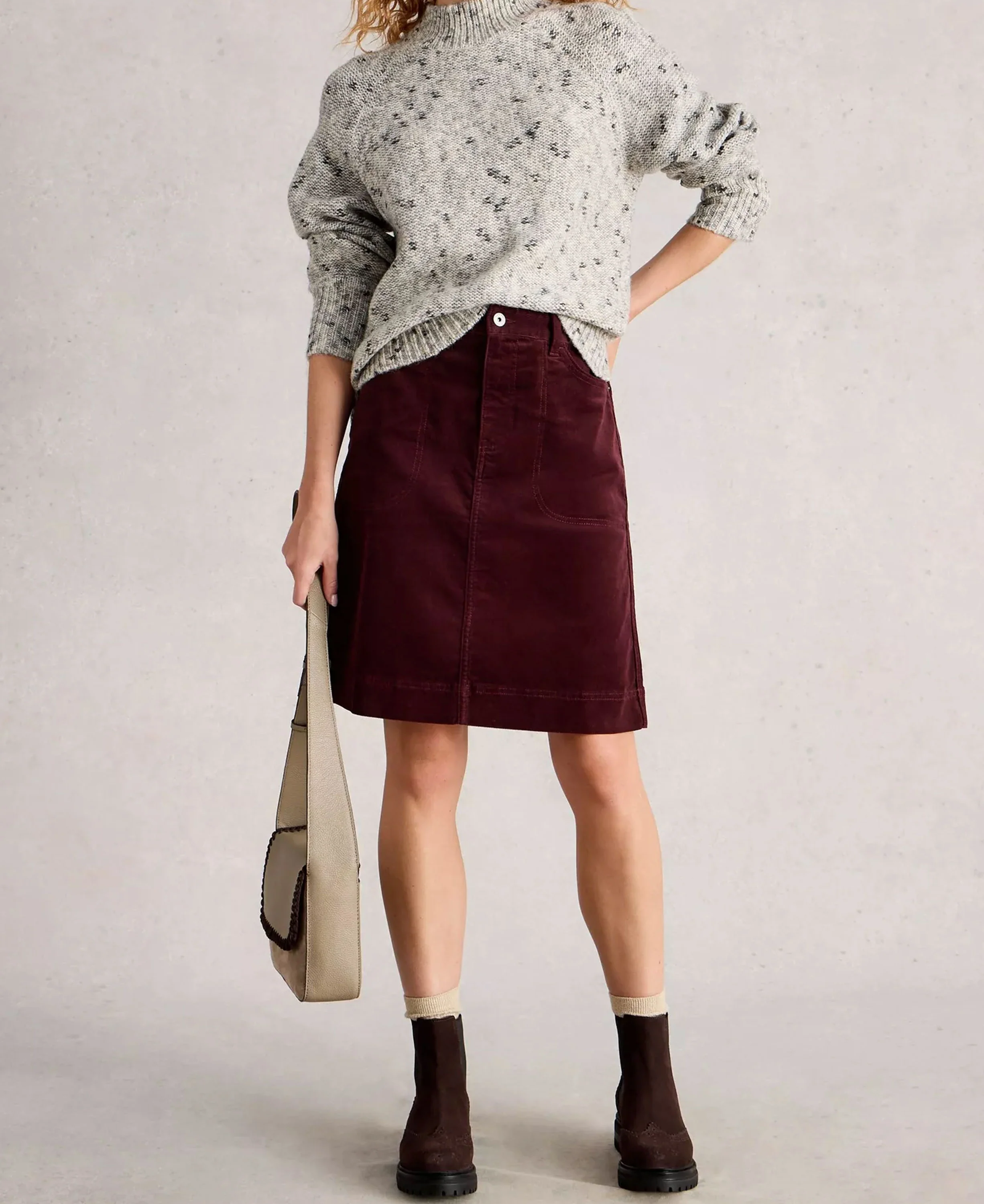 Tia Cord Skirt - Dark Plum - Image 2