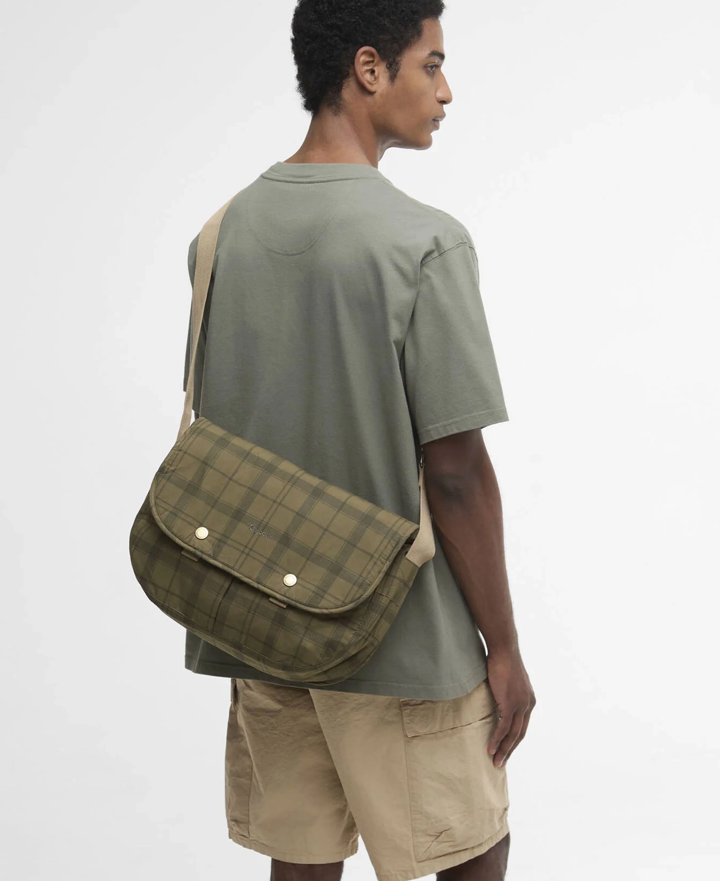 Transport Riever Crossbody Bag - Dusky Green Tartan - Image 3